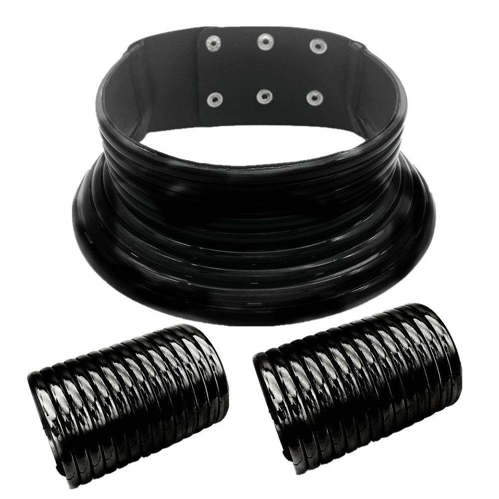 Juego de collar y pulsera tribal africano exagerado