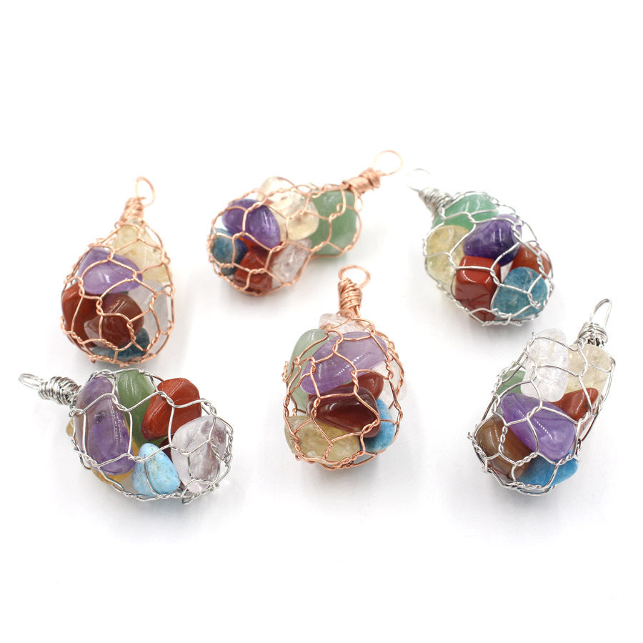 Crystal Seven Stone Winding Net Pendant