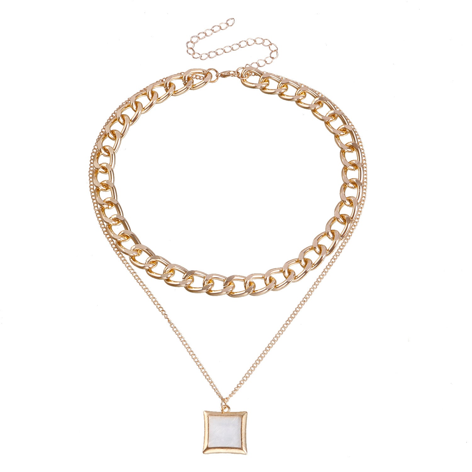 Women's Fashion Simple Double Layers Loving Heart Fritillary Pendant Necklace