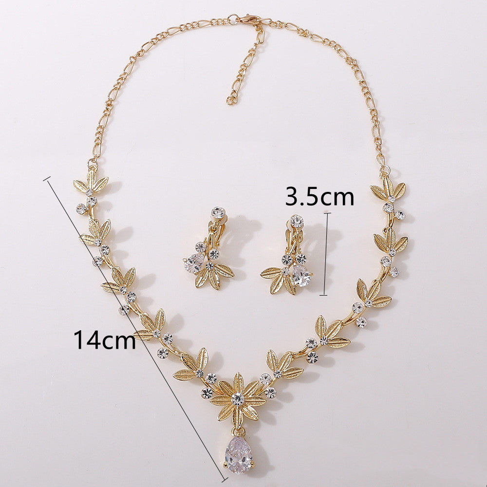 Brautschmuck Zirkon Ohrringe Halskette zweiteiliges Set