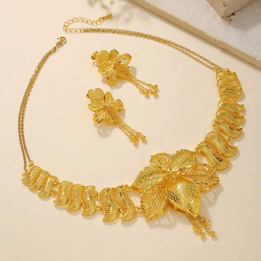 Braut Halskette Ohrringe Hohl Geschnitzter Schmuck