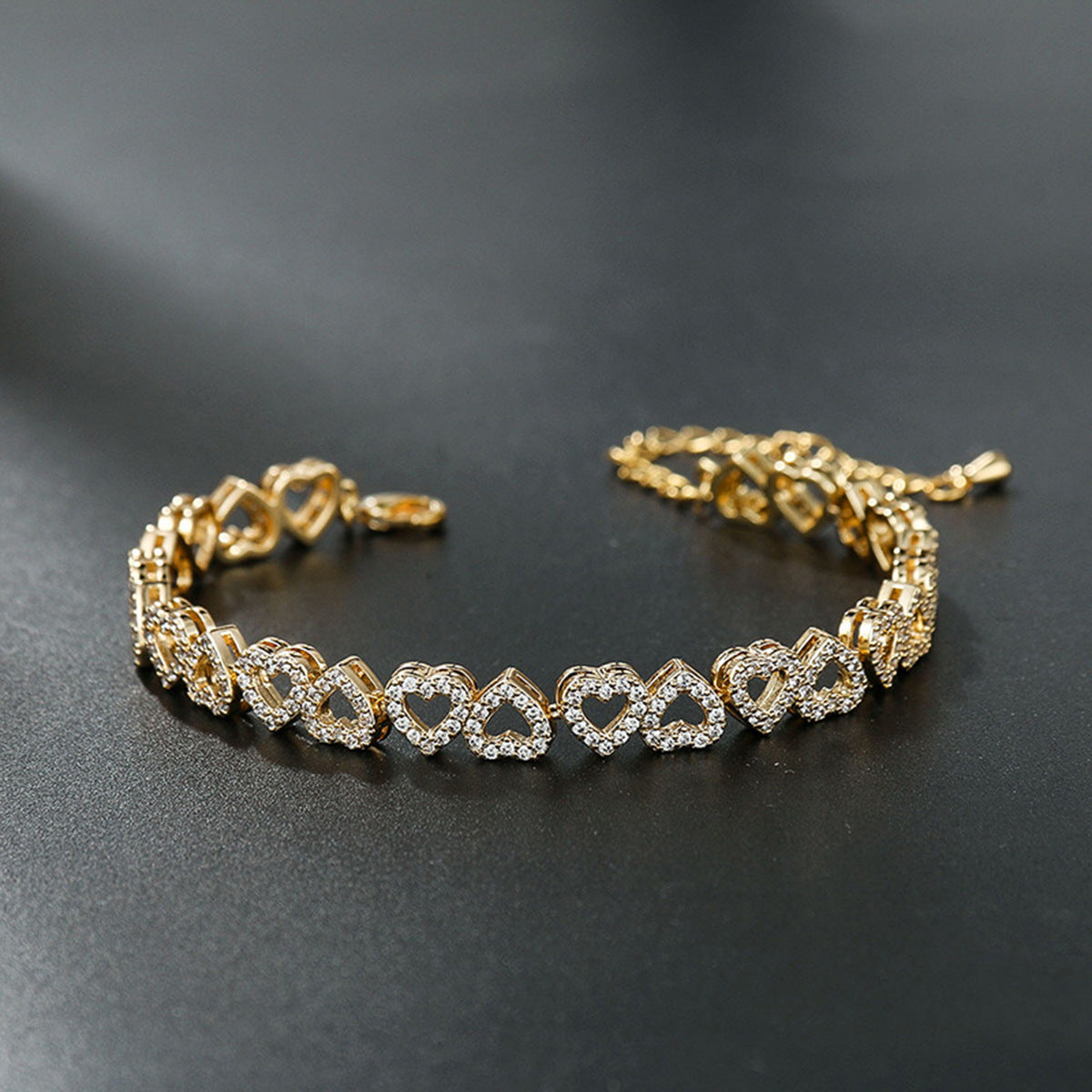 Pulsera de diamantes de alta calidad para niña con corazón de diamantes completo