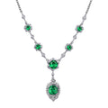 Edles Diamant Grüner Edelstein Abendkleid Kette Anhänger Halskette Set