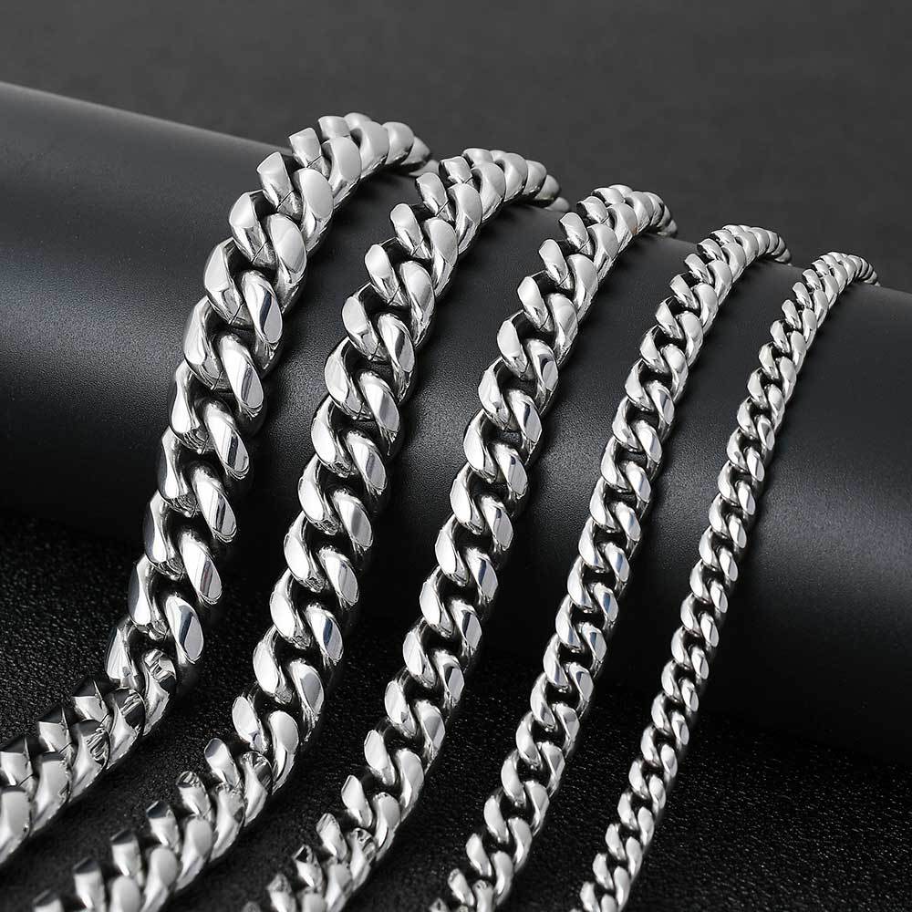 Stainless Steel Six Sides Milled Cuban Necklace For Men