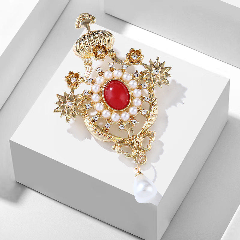 Broche de Corona Barroco Retro de Moda Combinable
