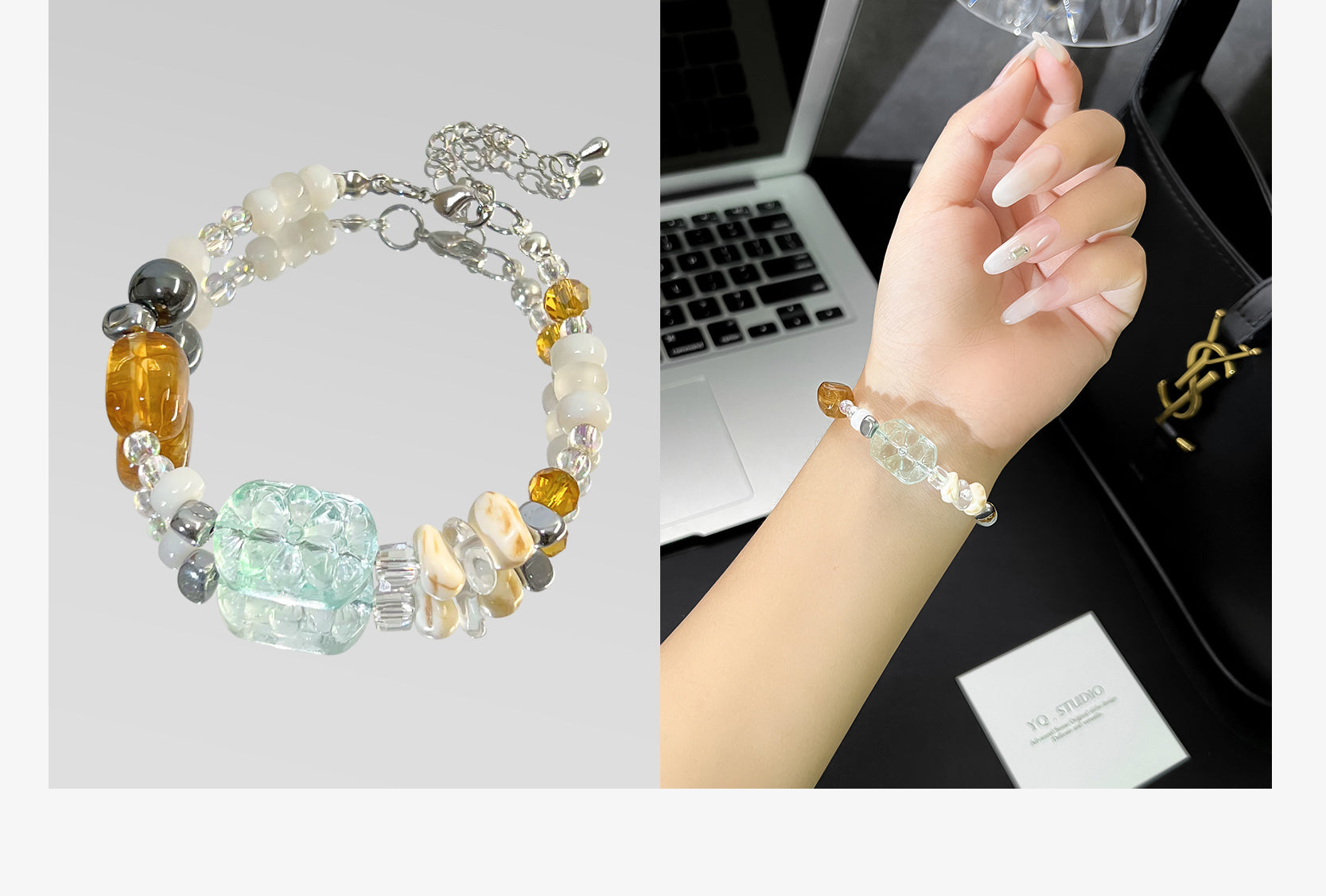 Weißes Dunhuang-Wüste-Sonne-Berg-Armband