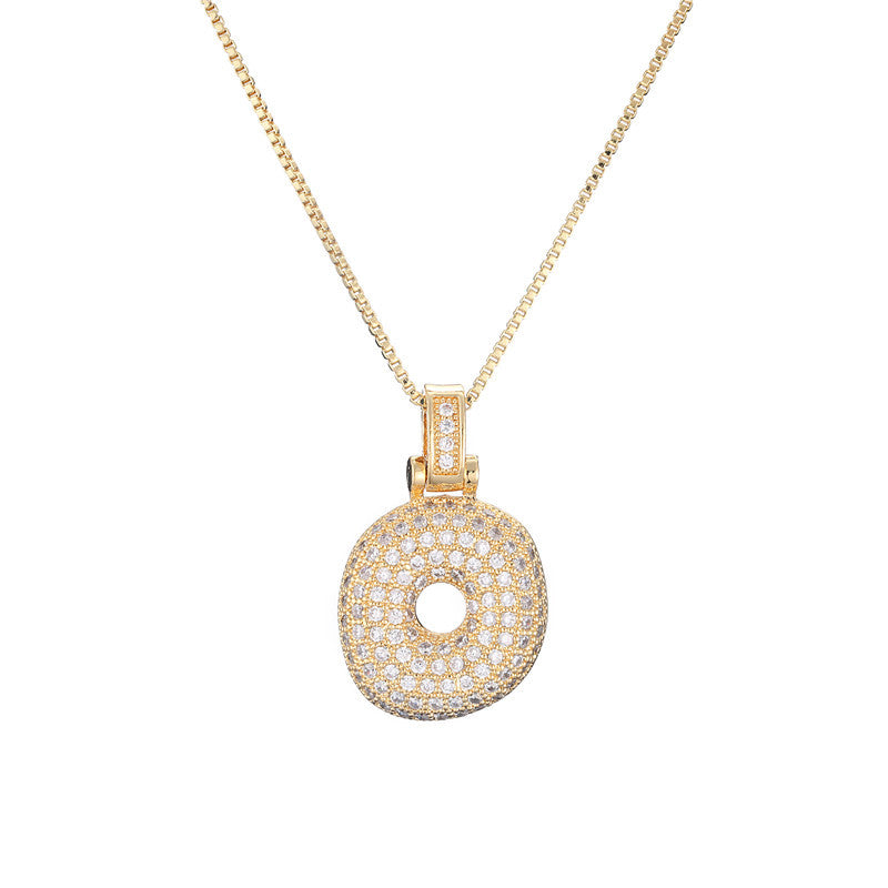 Schlüsselbeinkette Kupfer Mikro-intarsierte Zirkon 26 Buchstaben-Anhänger-Halskette für Frauen Geburtstag Schmuck Geschenke