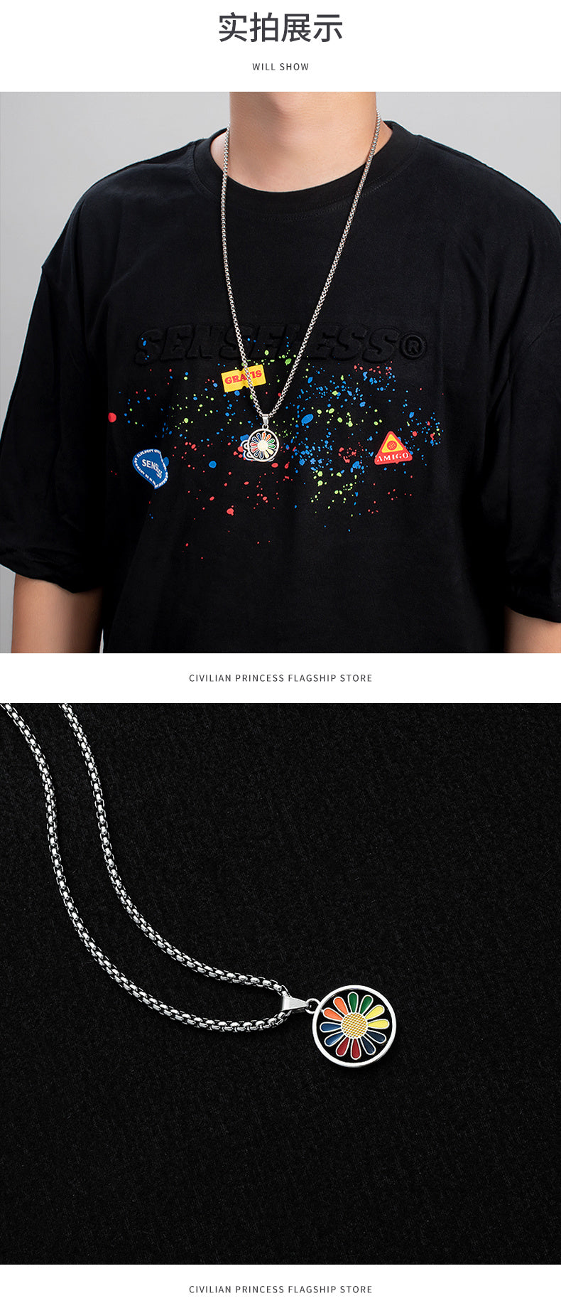 Einfache Halskette Hip-Hop Cool Buchstaben Lange Anhänger Schmuck