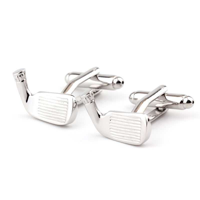Gemelos de hombre con forma de raqueta de golf de metal liso para camisa francesa