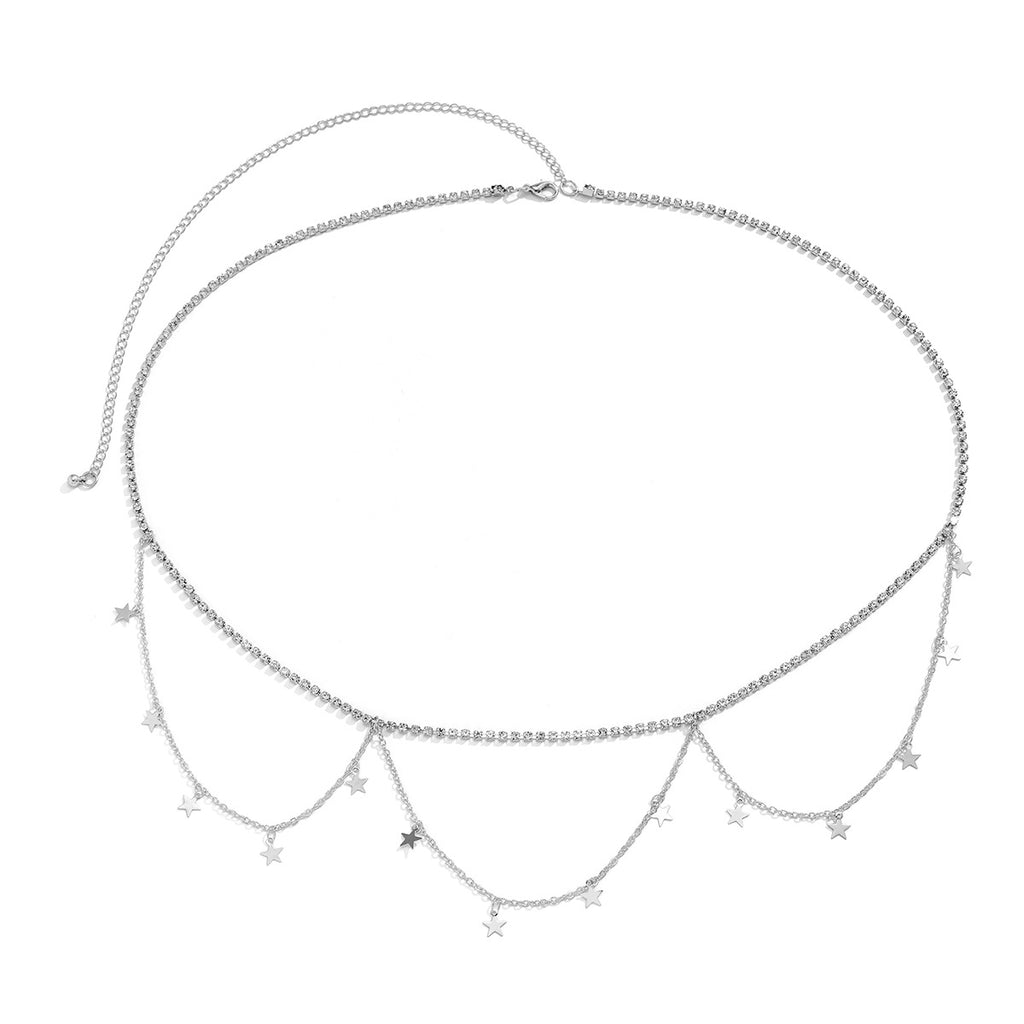 Cadena de cintura de metal de doble capa simple para mujer