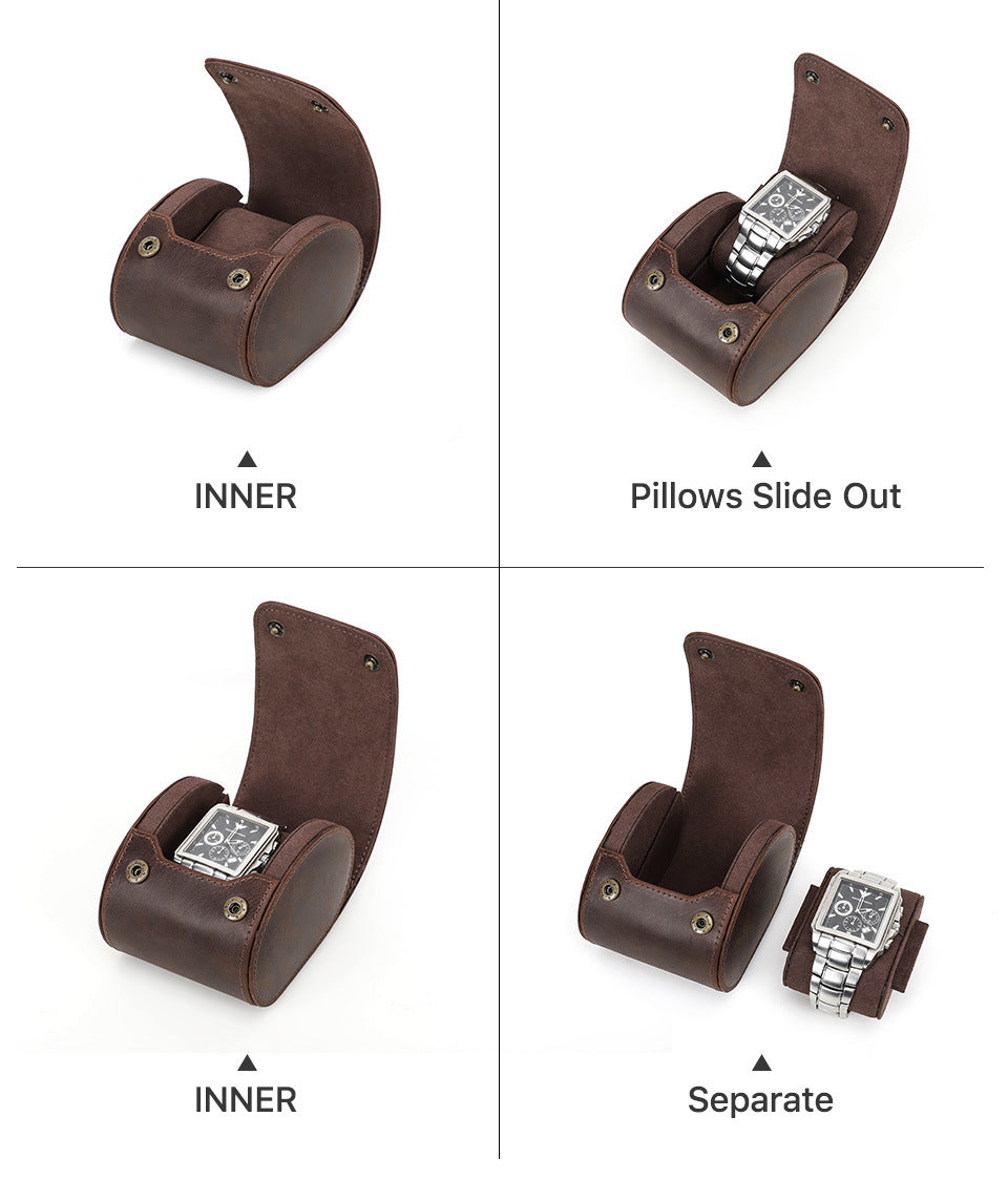Caja de cuero individual para relojes, estuche portátil para guardar relojes