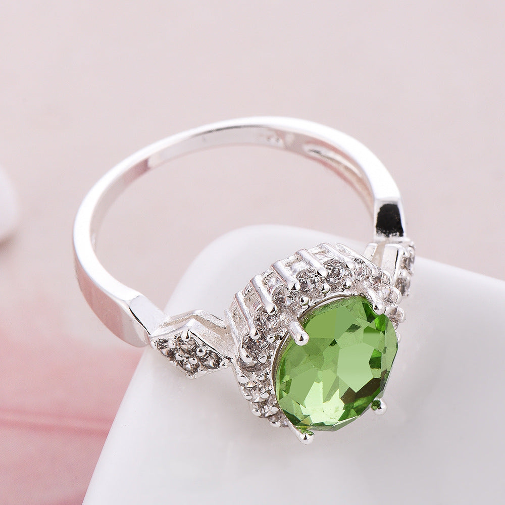Anillo de joyería de cristal rojo con temperamento a la moda