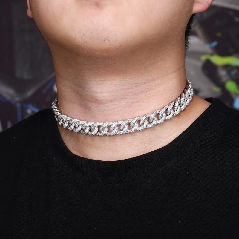 Collar de hombre de Hip Hop con cadena cubana, hebilla de joyería Big Box y circonitas completas