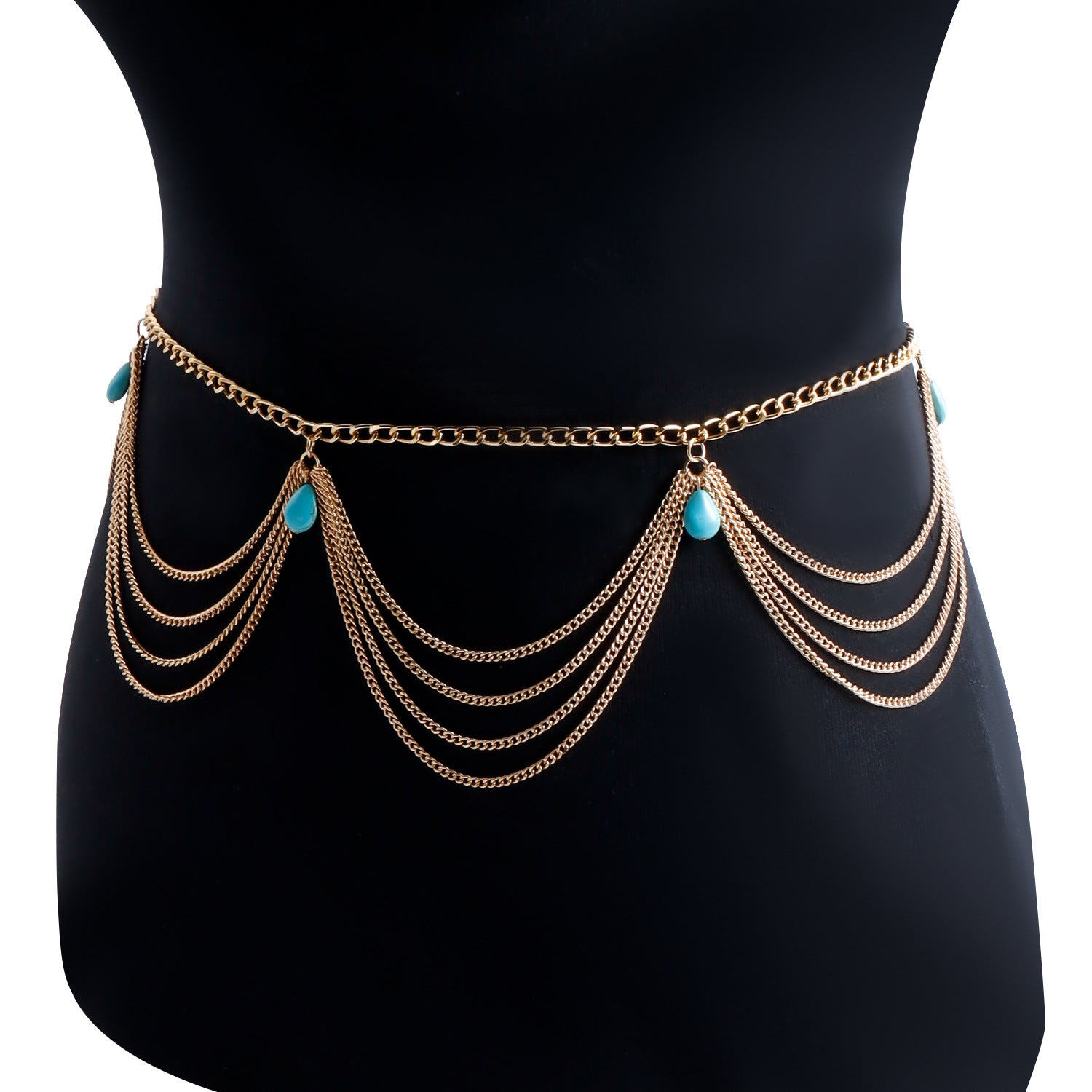 Clásica cadena de cintura y vientre retro turquesa para mujer, playa de verano, sexy, sencilla, accesorios de joyería, regalo