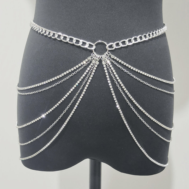 Metal geométrico de moda para mujer con cadena para la cintura