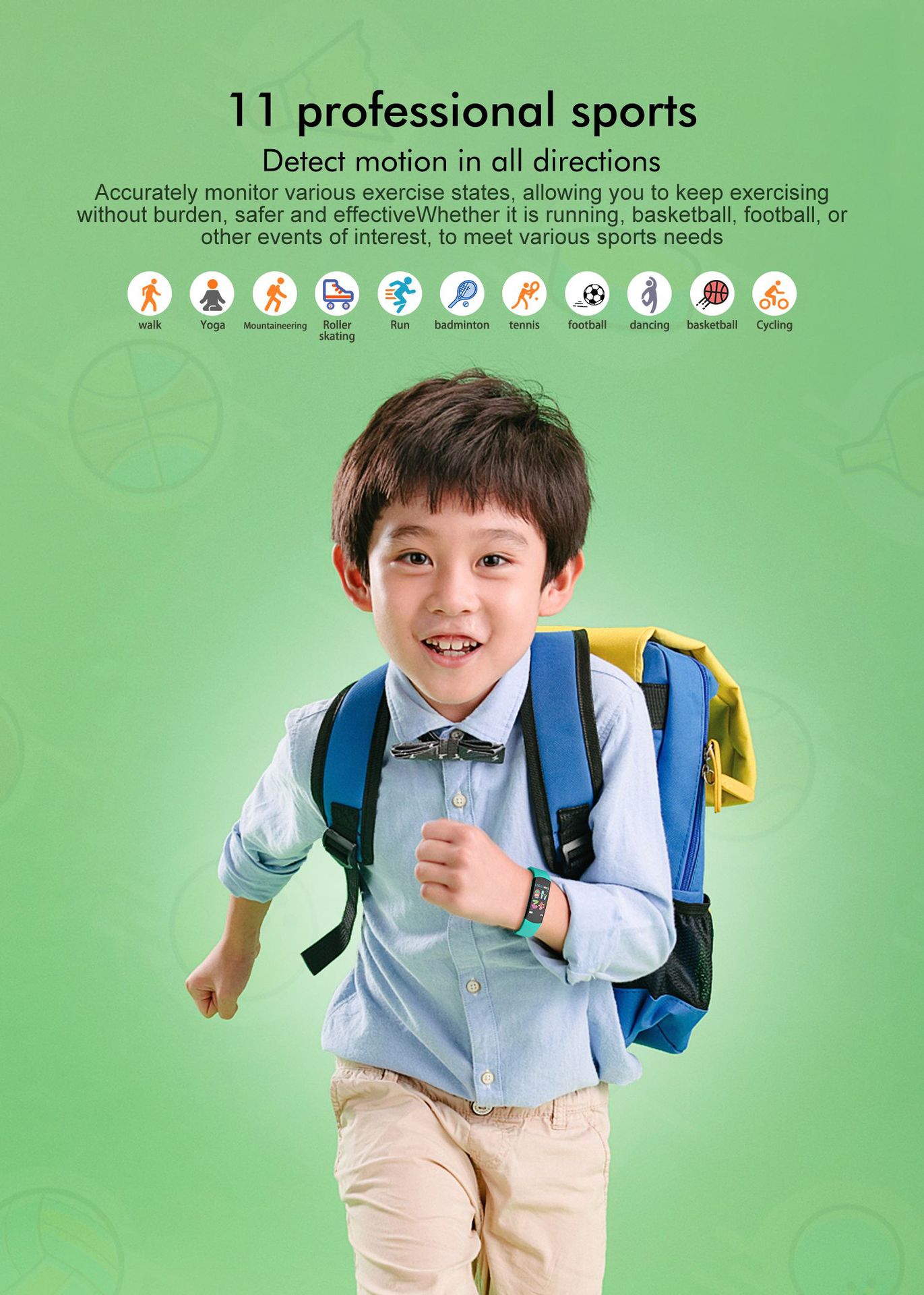 Kinderarmband Herzfrequenz Blutsauerstoffüberwachung Outdoor-Übung Schrittzähler
