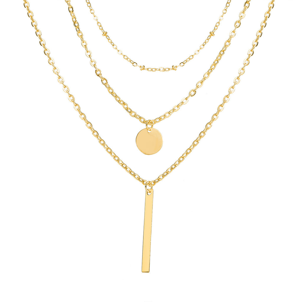 Double-layer Wafer And Long Bar Pendant