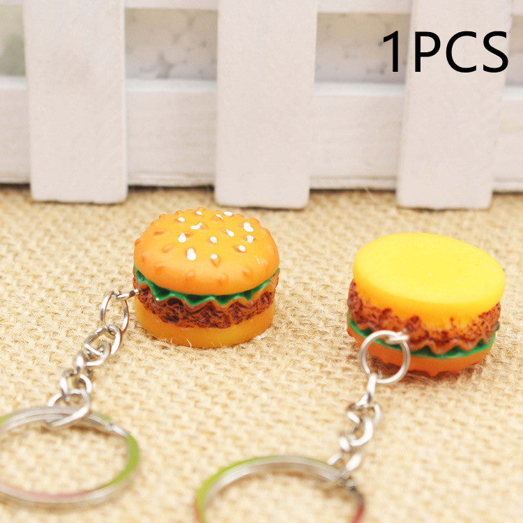 Accesorios de Llavero con Forma de Mini Hamburguesa de Resina