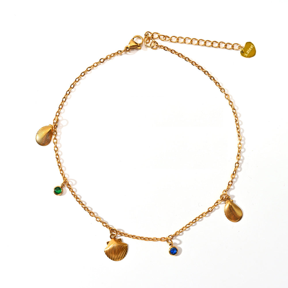 Tobillera de acero titanio con piedra natural irregular de moda