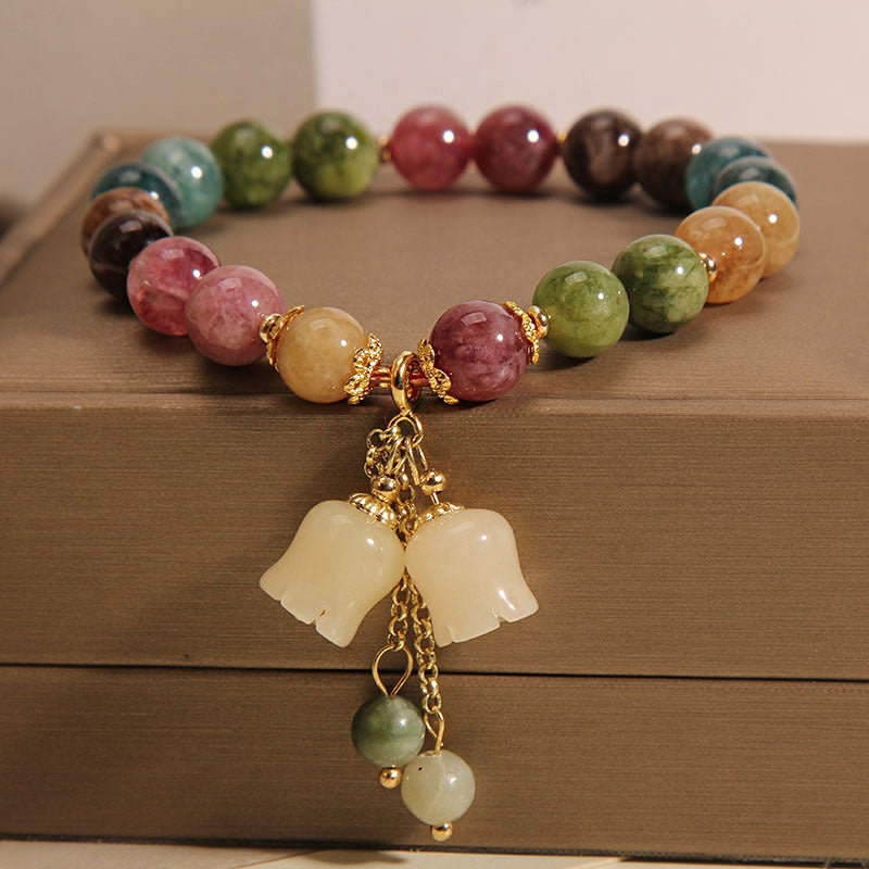 Pulsera de mujer con colgante de lirio, con turmalina de color natural, estilo veraniego Ins