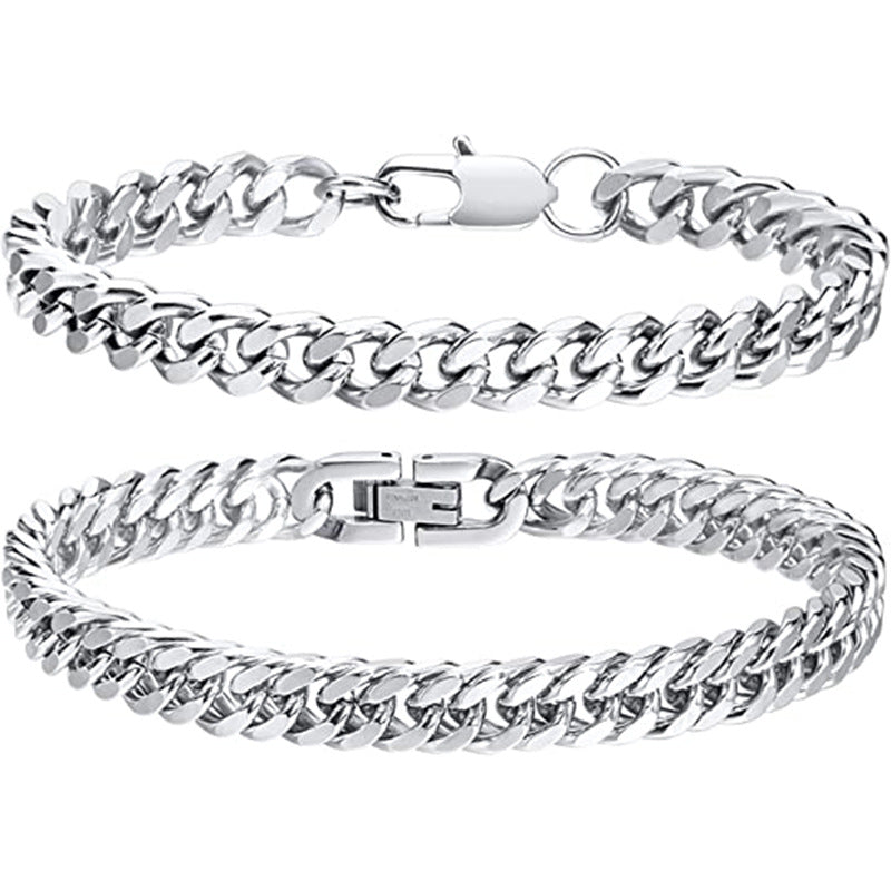 Stainless Steel Four-side Grinding Punk Hip Hop Domineering Personalized Men's Bracelet