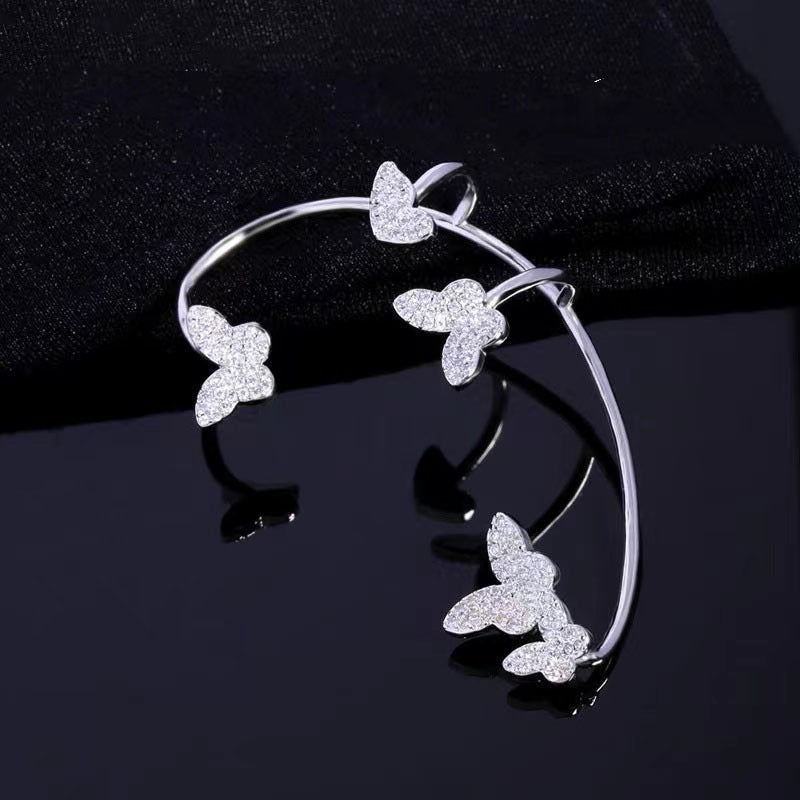 Pendientes de clip de mariposa de metal dorado de moda con circonita brillante sin perforación, para mujer, regalo de joyería
