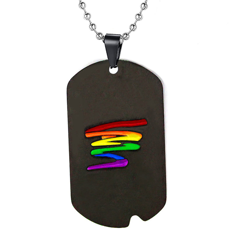 LGBT Pride Regenbogen Doppelschichtiger Edelstahl-Anhänger Halskette Homosexuell Lesbisch Bisexuell Transgender Gleichheit Schmuck