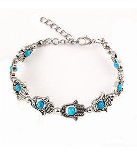 Pulsera elegante y versátil de metal con abalorios de palma bohemia
