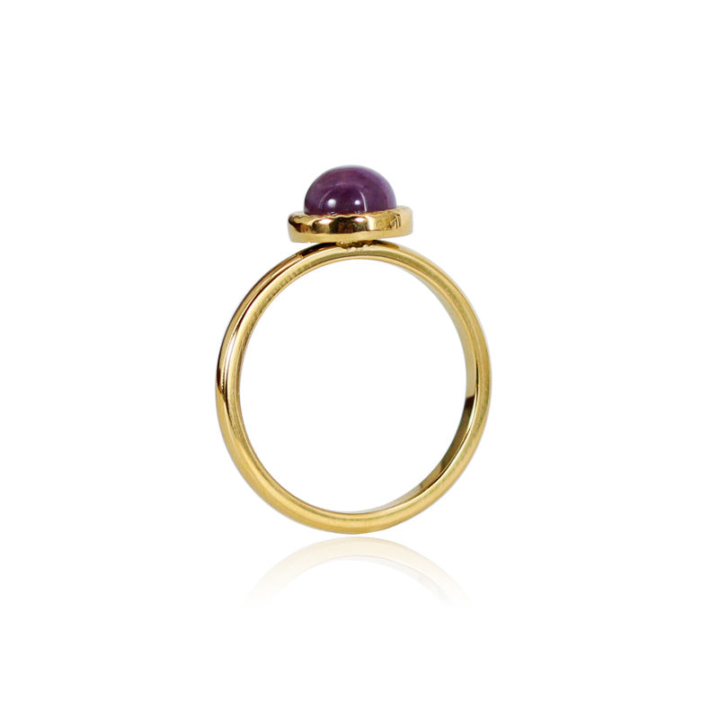 Joyería de moda Anillo de acero de titanio con incrustaciones de piedras naturales coloridas, chapado en oro de 18 quilates, pulsera de ágata roja, cristal rosa, amatista, azul San, joyas para mujer