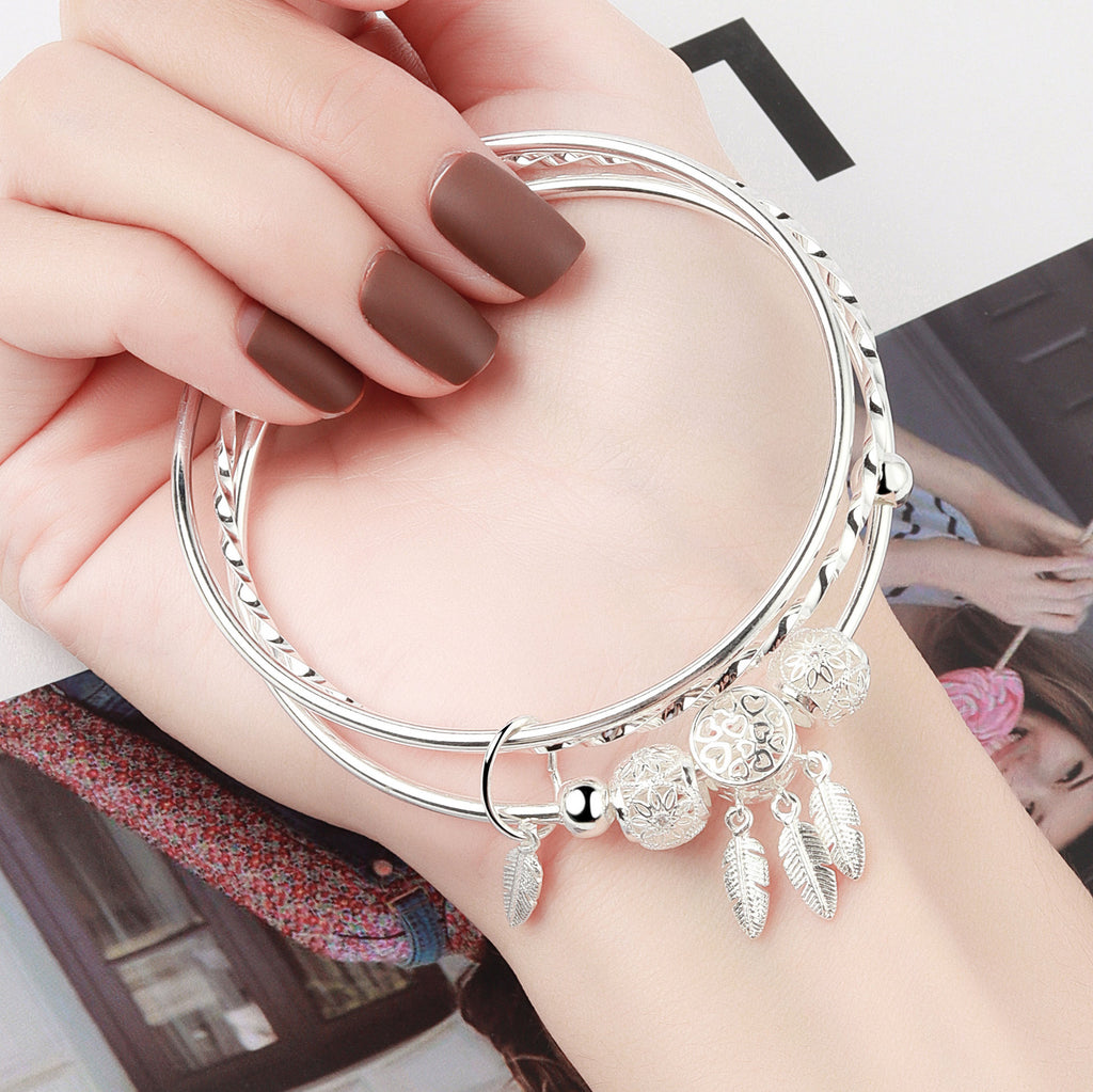 Pulsera de San Valentín Tanabata de tres anillos sólidos