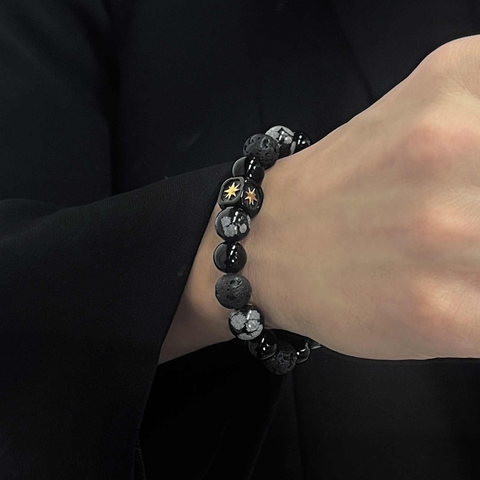 Vintage Obsidian Bright Asterism Bracelet