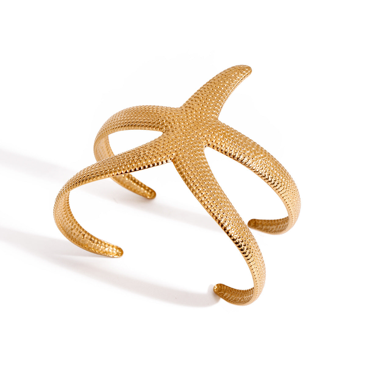 Stainless Steel Hammered Starfish Open-ended Bracelet