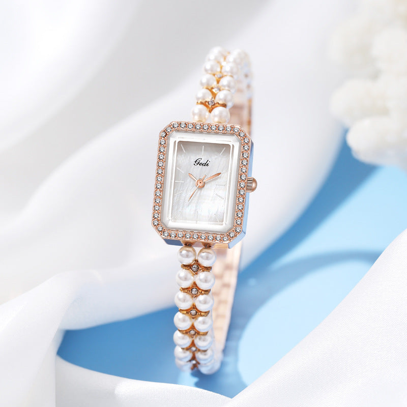 Reloj de Cuarzo Creativo con Perlas de Concha para Mujer