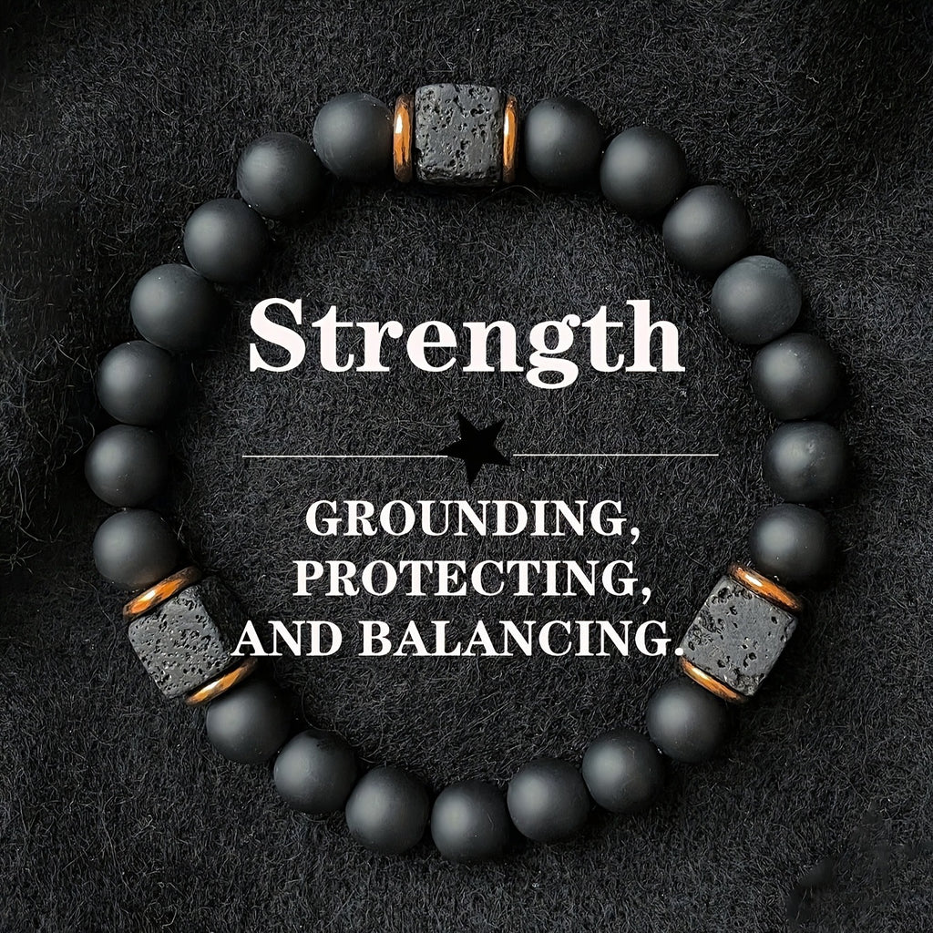Pulsera para hombre de roca volcánica, combinable con todo