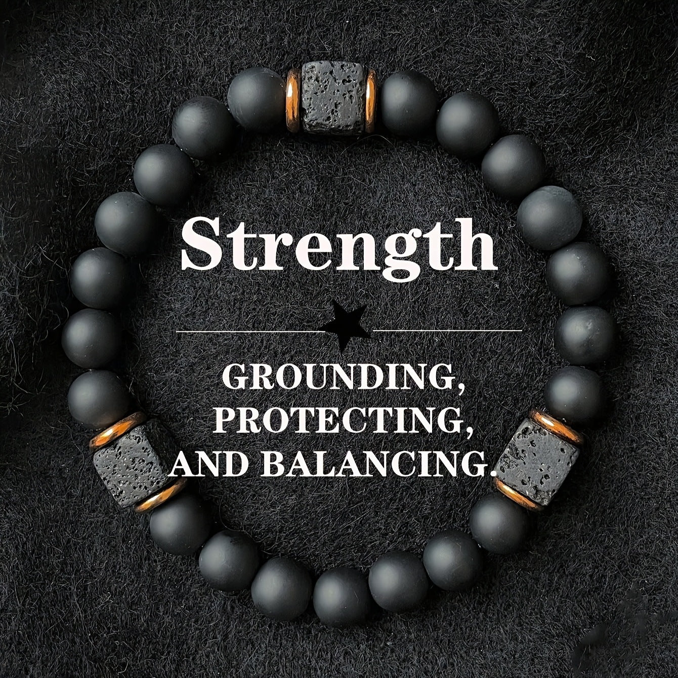 Pulsera para hombre de roca volcánica, combinable con todo