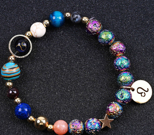 Pulseras de las Doce Constelaciones de Roca Volcánica Colorida de San Azul