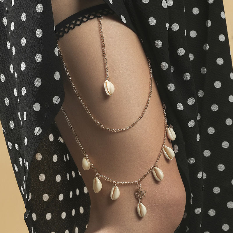 Cadena de muslo de metal con cuentas para mujer, joyería de serpiente grande
