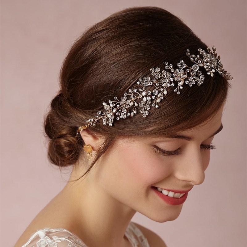 Rein handgemachte gold- und silberfarbene Kristall-Braut-Haaraccessoires