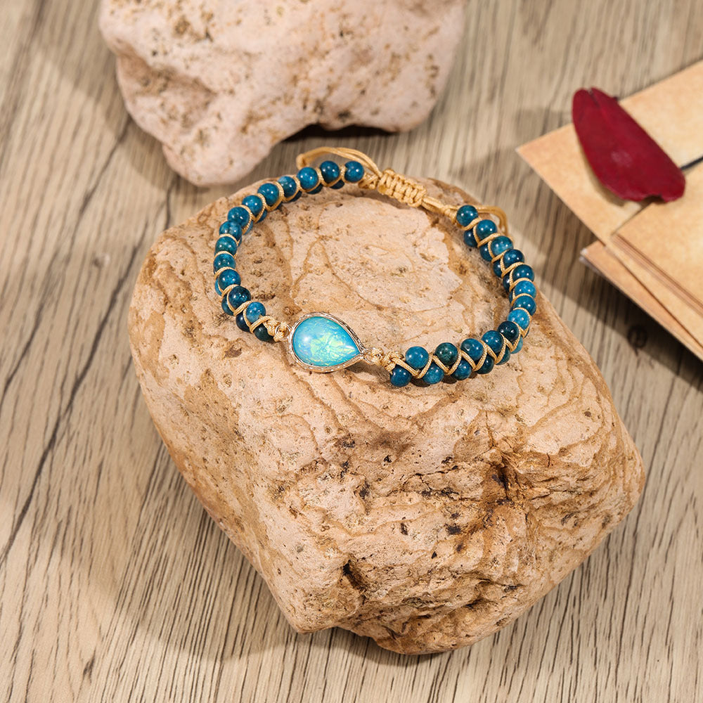 Grenzüberschreitendes Natursteinarmband Wassertropfenform Saphir Paar geflochtenes Armband