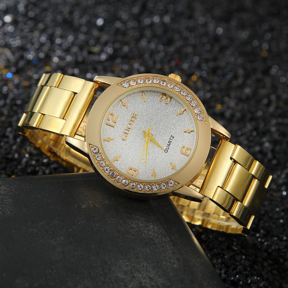 Reloj de cuarzo para mujer con caja de diamantes