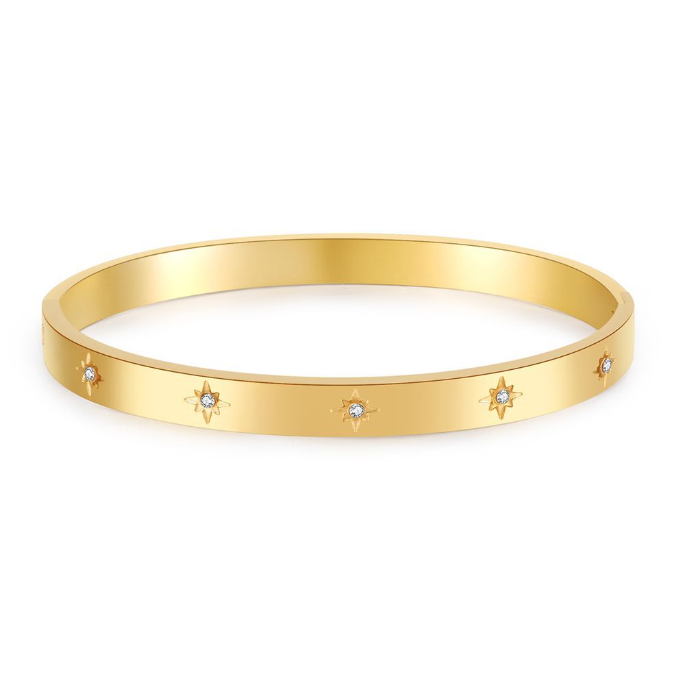 Pulsera de estrella de seis puntas con circonitas incrustadas, de personalidad salvaje y temperamento inalterable