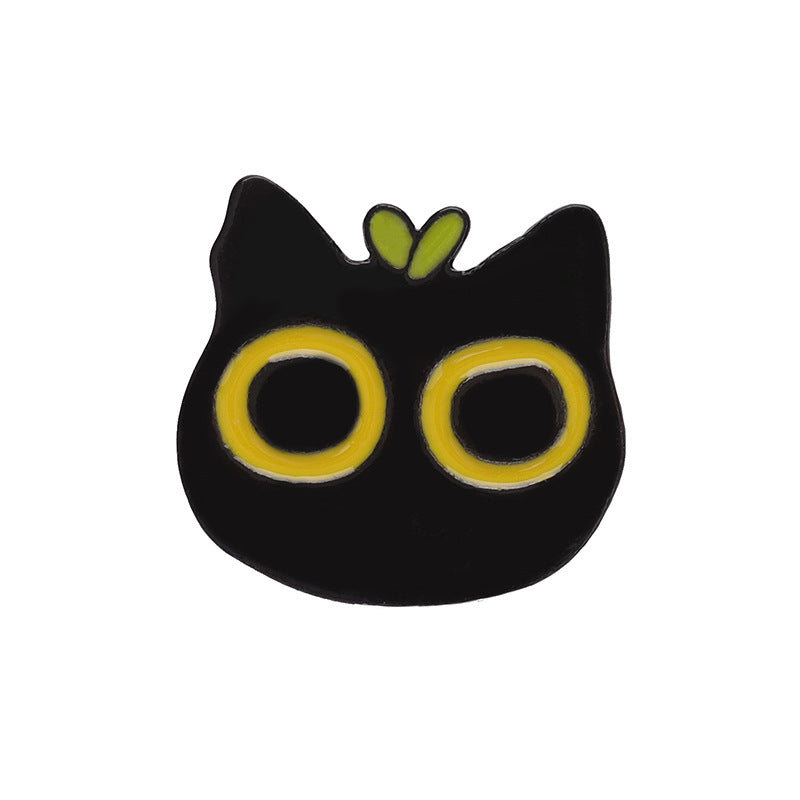 Cartoon Black Cat Blumen-Serie Niedlicher, modischer, vielseitiger Taschen-Kleidungs-Ornament-Anstecker