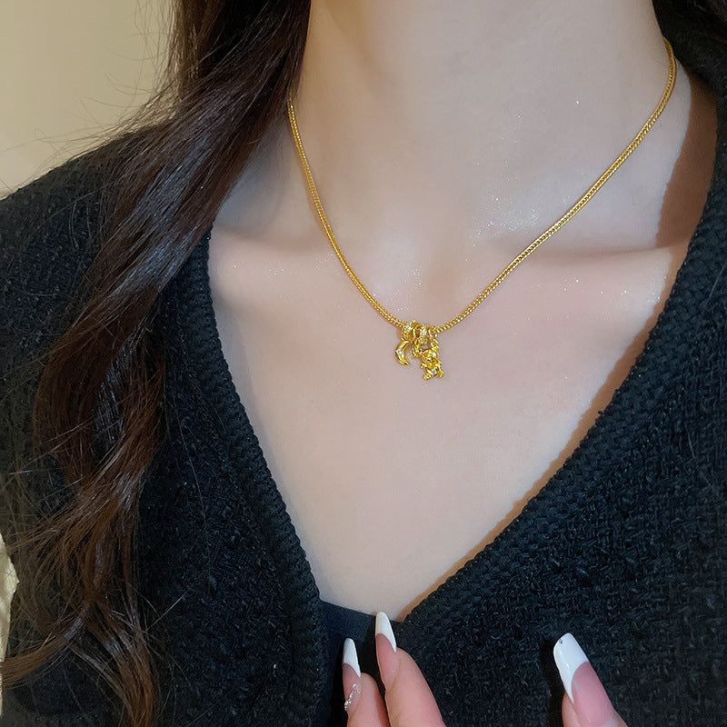 Moon Bear Pendant Gold-plated Necklace