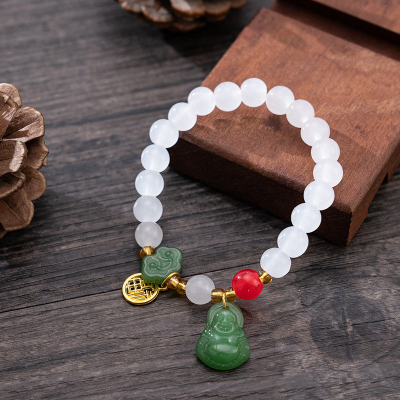 Ethnic Style Blessing Card Smiling Face Buddha Bracelet