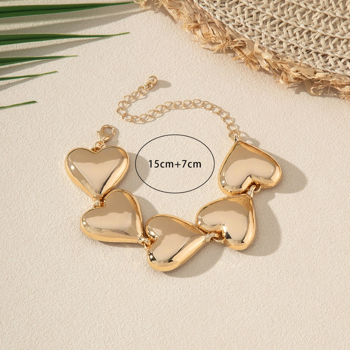 Exaggerated Glossy Metal Heart Bracelet Temperament Women's