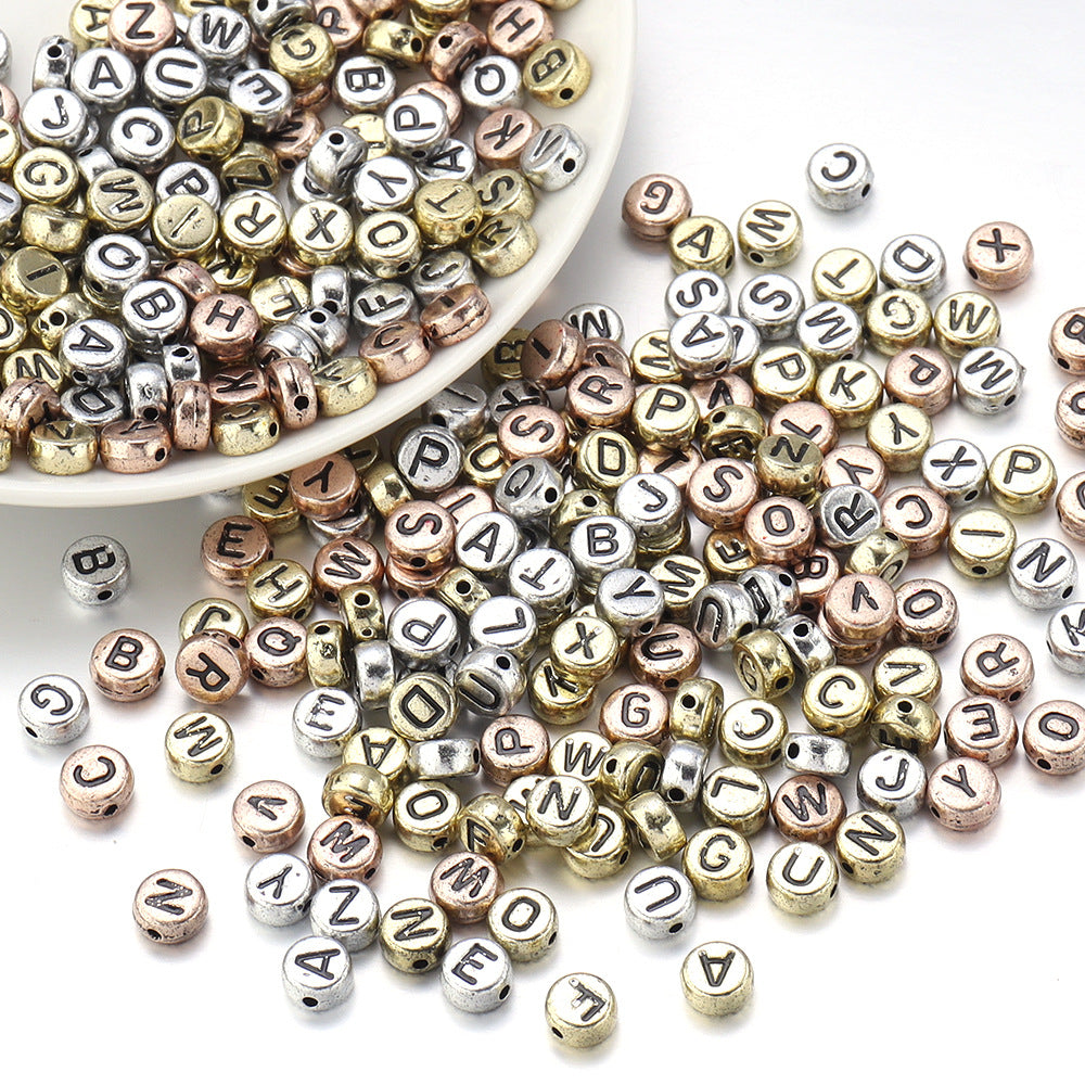 Flat Round Letter Beaded Diy Bracelet Ornament