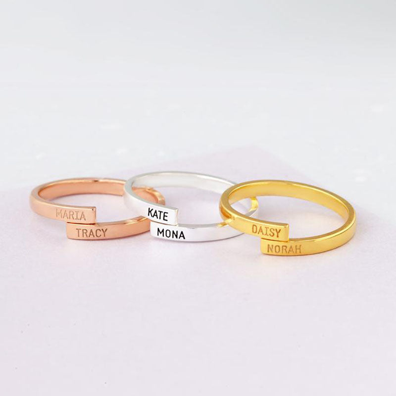Personalisierter Name Ring Vergoldet Paar