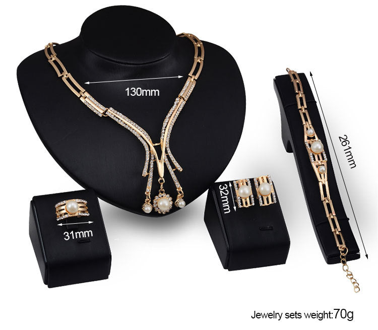 Personalisiertes Modeschmuckset, Legierungskette, vierteiliges Set