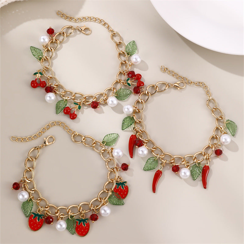 Valentine's Day Bracelet Red Accessories Cherry Bracelet