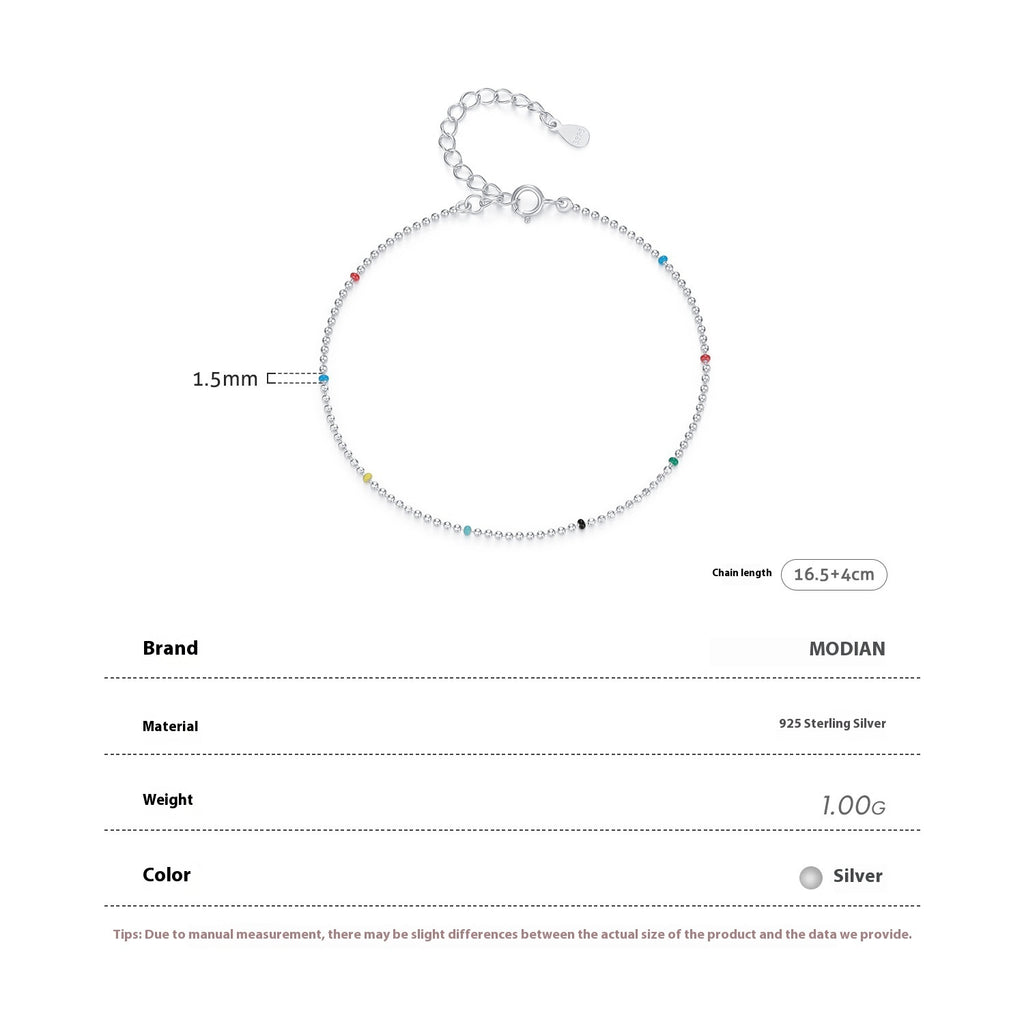 S925 Sterling Silver Japanese And Korean Ins Style Colorful Beads